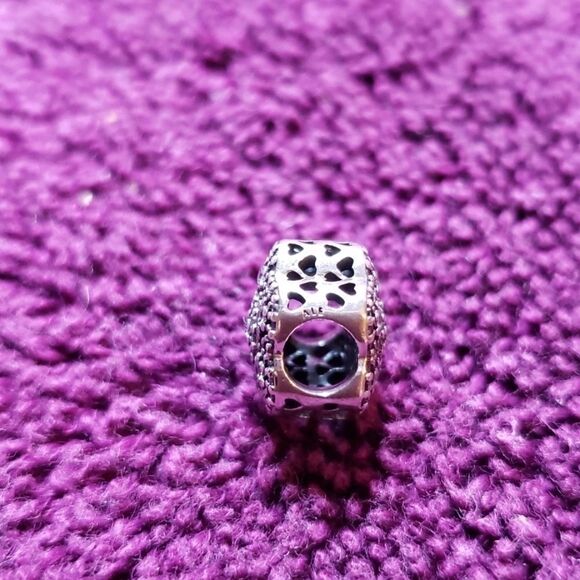 Authentic Pandora Sparkling Clear CZ 925 Sterling Silver Flower Charm EUC - Picture 2 of 4